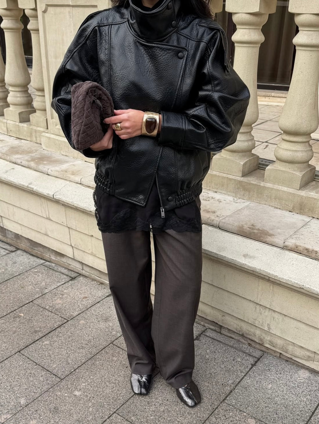 STEVIE - FAUX LEATHER BIKER JACKET