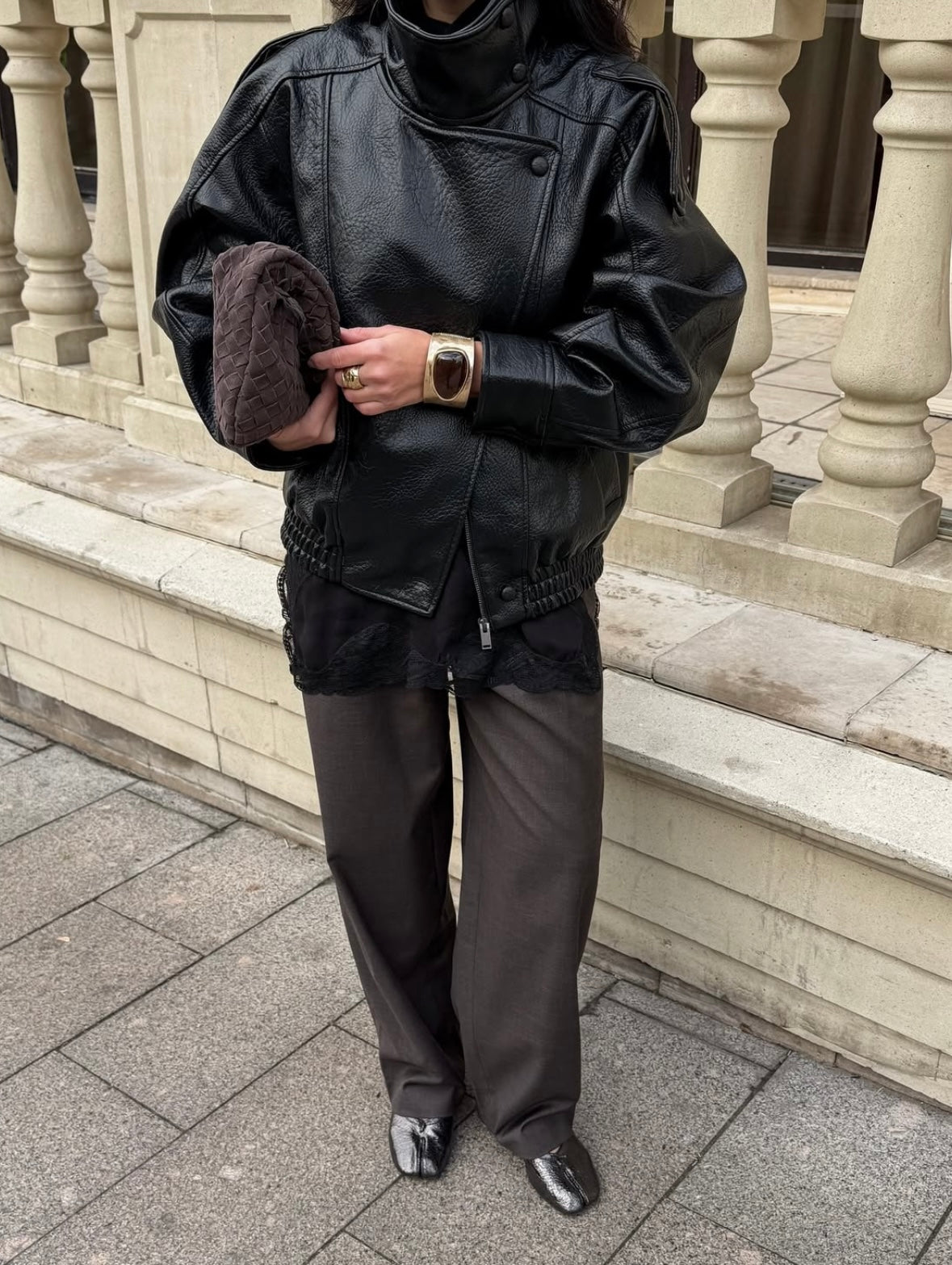 STEVIE - FAUX LEATHER BIKER JACKET