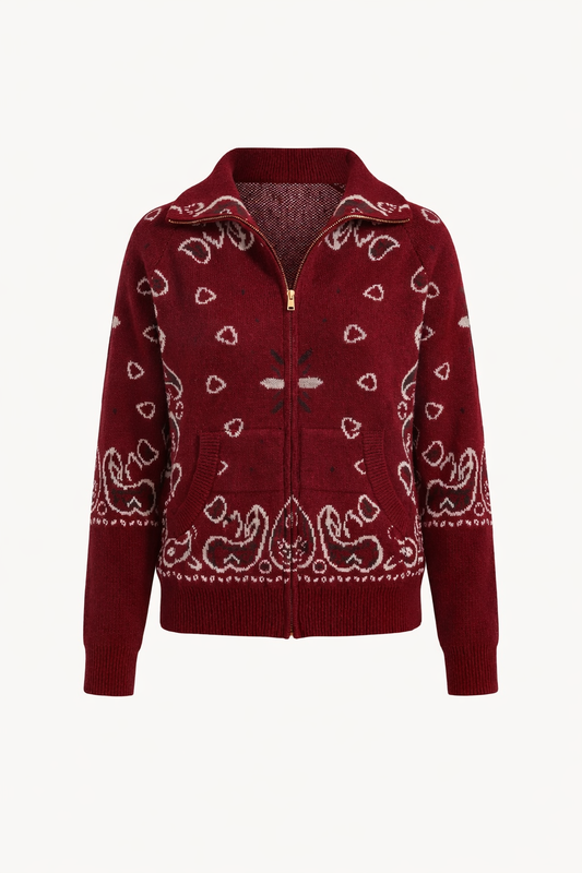 JOEY - PAISLEY ZIP UP CARIDGAN