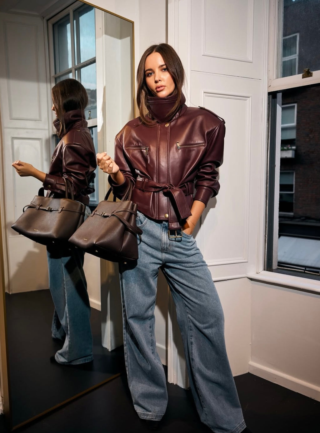 KYLIE - FAUX LEATHER BIKER JACKET