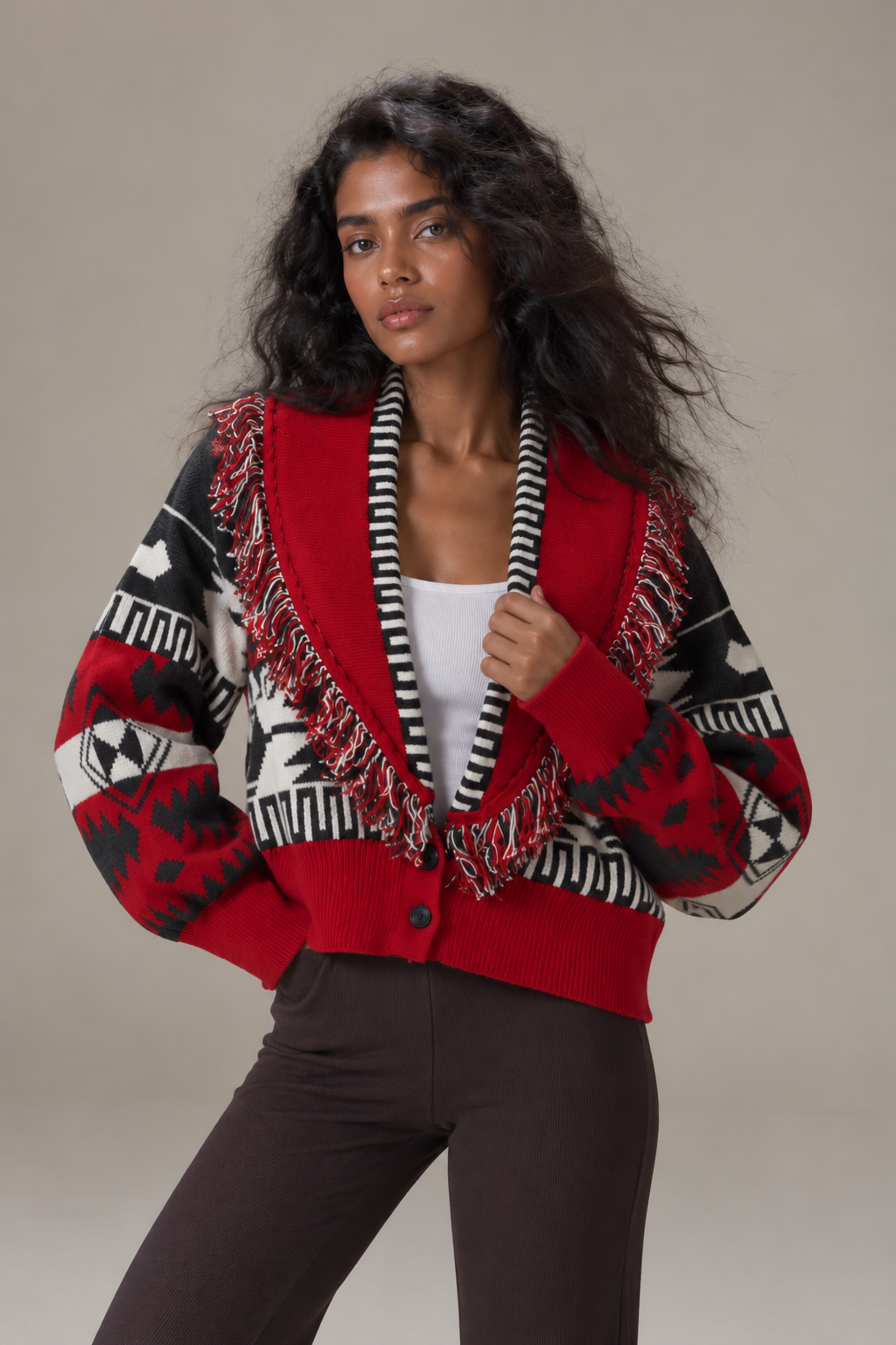 ROMY - MULTI FRINGED BUTTON CARDIGAN