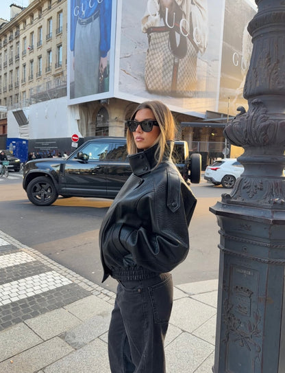 STEVIE - FAUX LEATHER BIKER JACKET