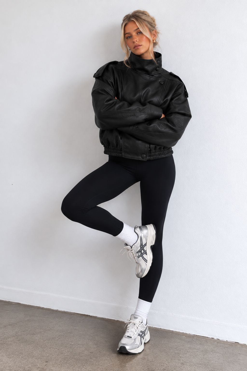 STEVIE - BLACK FAUX LEATHER BIKER JACKET