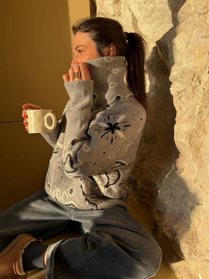 JOEY - PAISLEY ZIP UP CARIDGAN