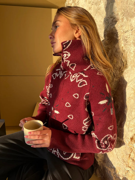 JOEY - PAISLEY ZIP UP CARIDGAN