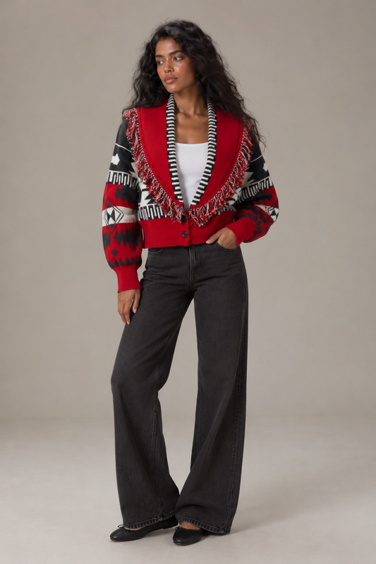 ROMY - MULTI FRINGED BUTTON CARDIGAN