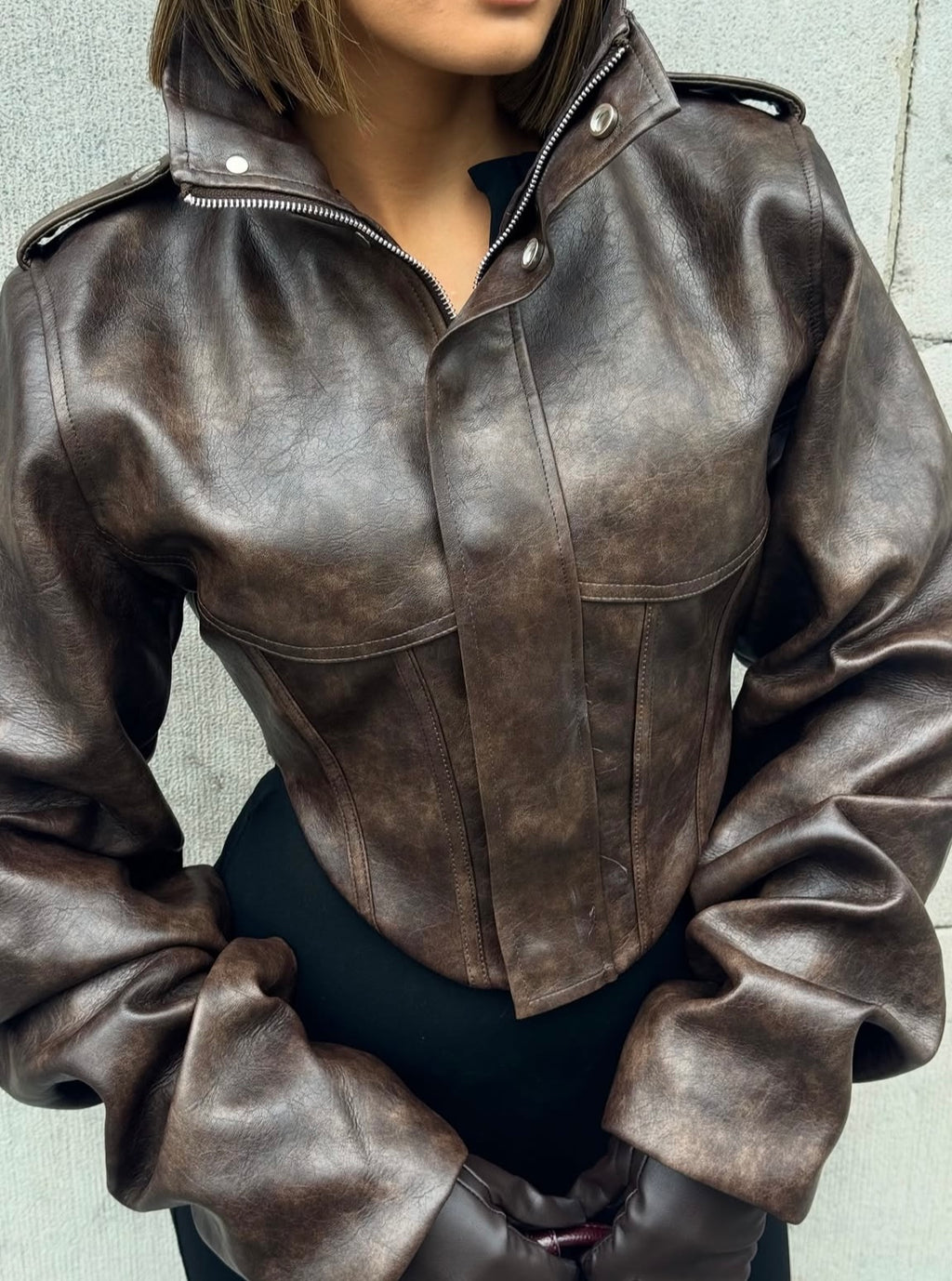 RAE - STRUCTURED FAUX LEATHER JACKET