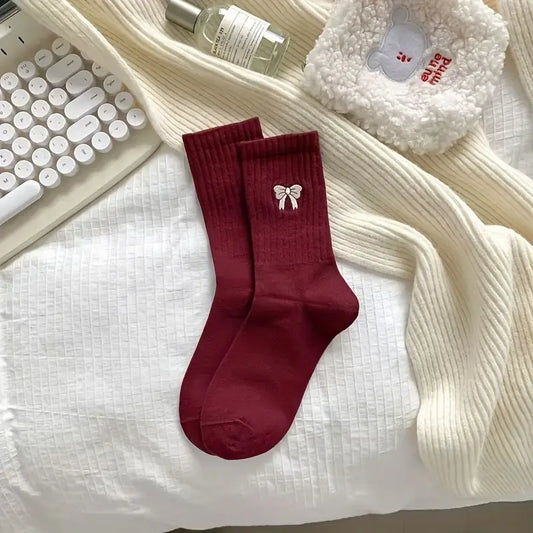 JUNIPER - BOW EMBROIDERED SOCKS