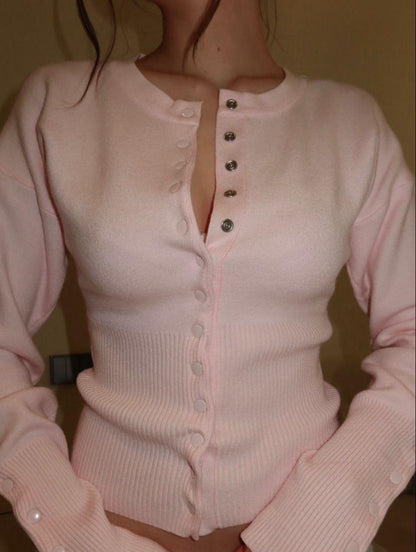 GINA - RIBBED BUTTON CARDIGAN
