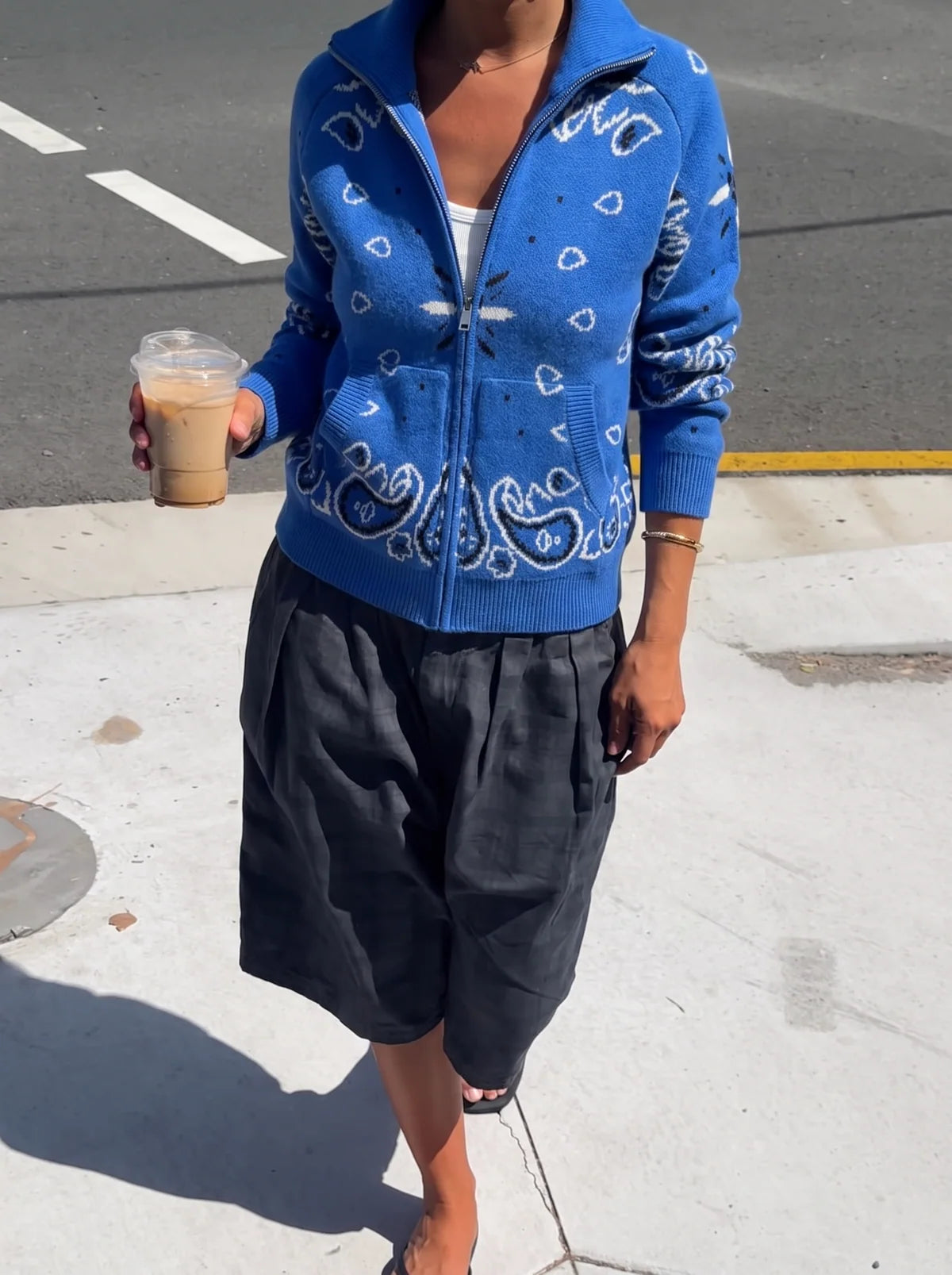 JOEY - PAISLEY ZIP UP CARDIGAN