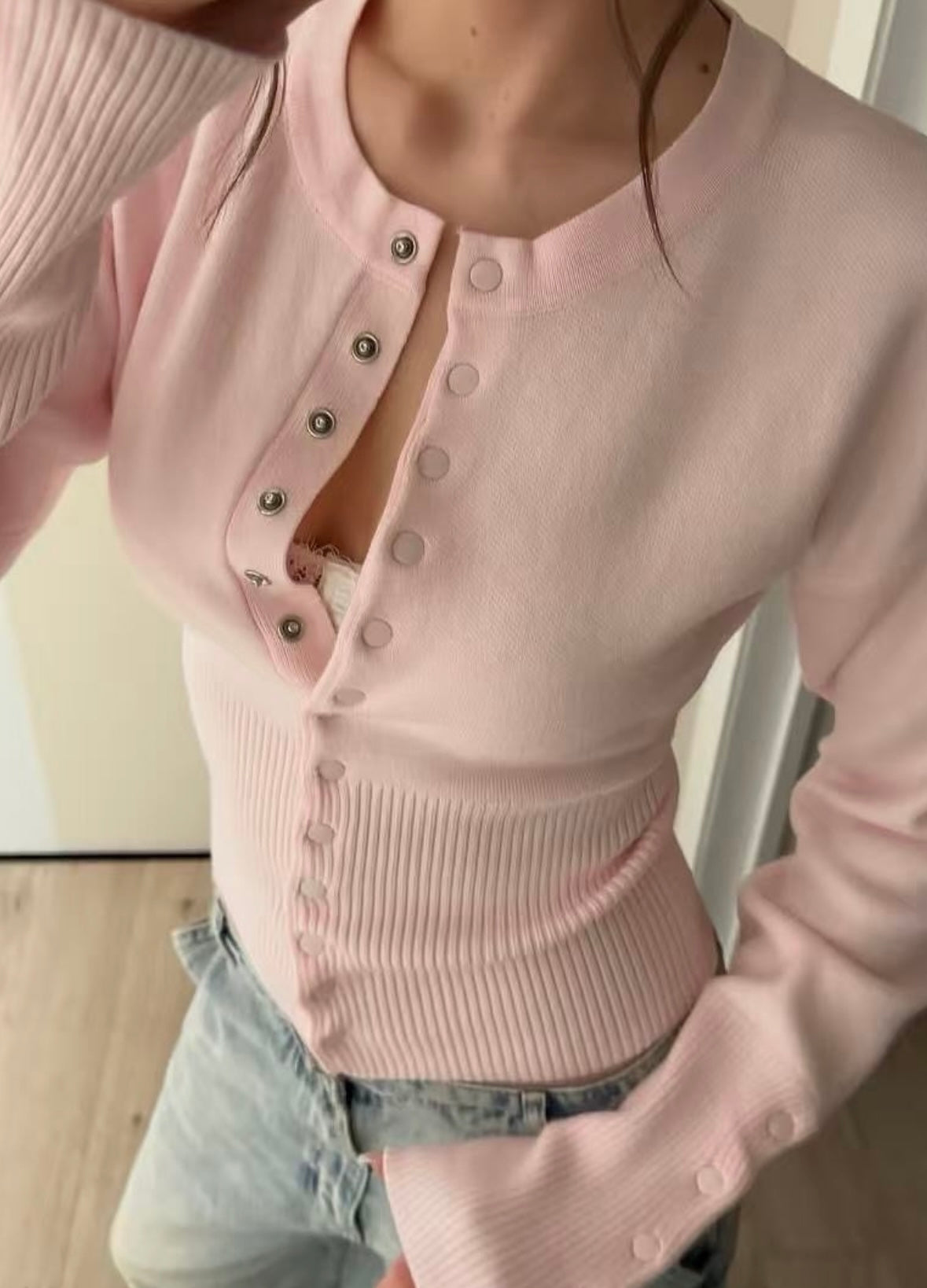 GINA - RIBBED BUTTON CARDIGAN