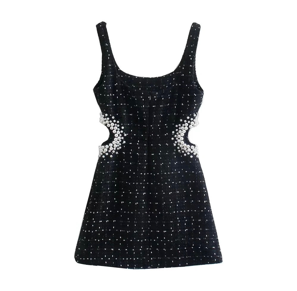 HATTIE - TWEED PEARL EMBELLISHED DRESS