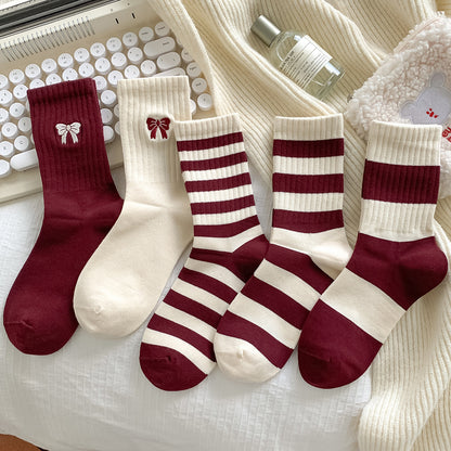 JUNIPER - BOW EMBROIDERED SOCKS