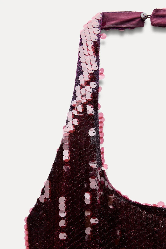 SABRINA - SEQUIN HALTERNECK MIDI DRESS