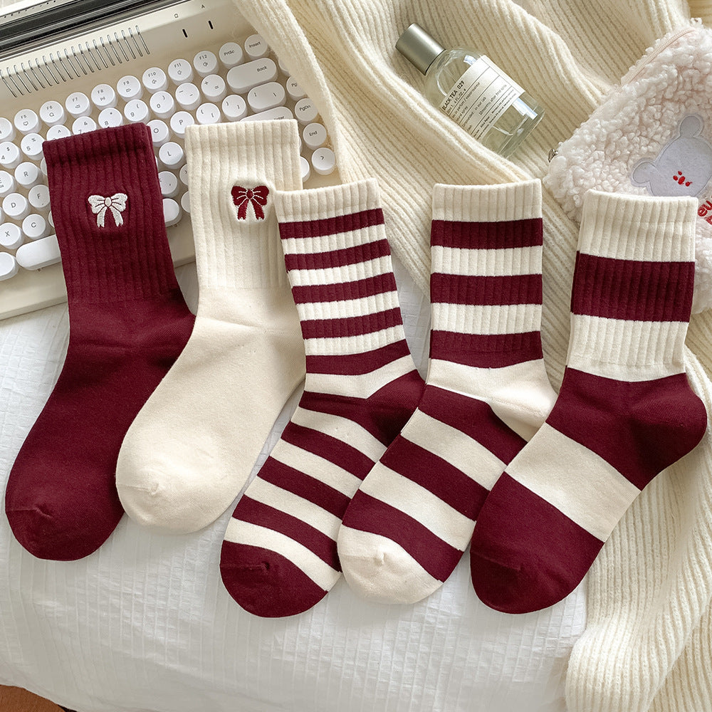 JUNIPER - BOW EMBROIDERED SOCKS