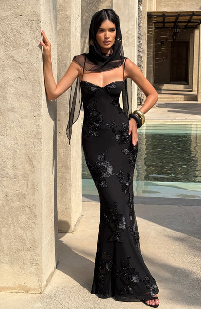 INGRID - FLORAL DETAILED MAXI DRESS
