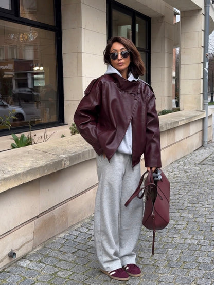 STEVIE - FAUX LEATHER BIKER JACKET