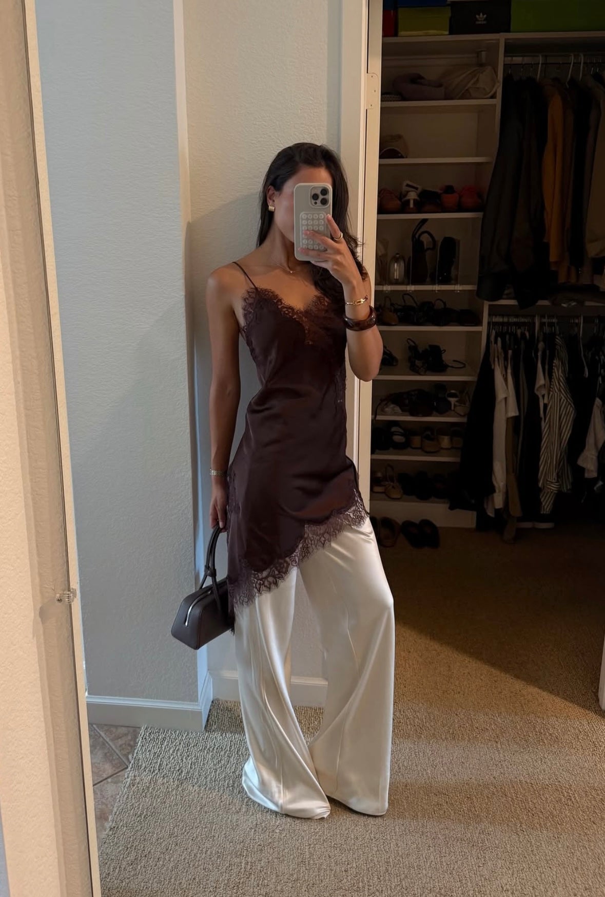 ANA - SATIN LACED HEM TOP