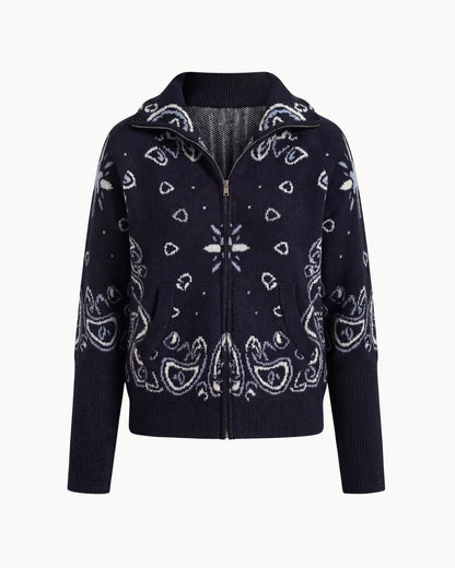 JOEY - PAISLEY ZIP UP CARIDGAN