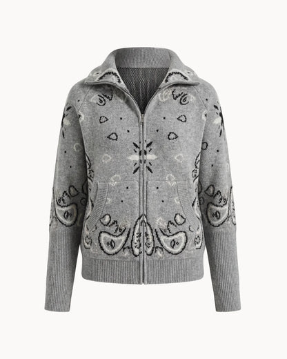 JOEY - PAISLEY ZIP UP CARIDGAN