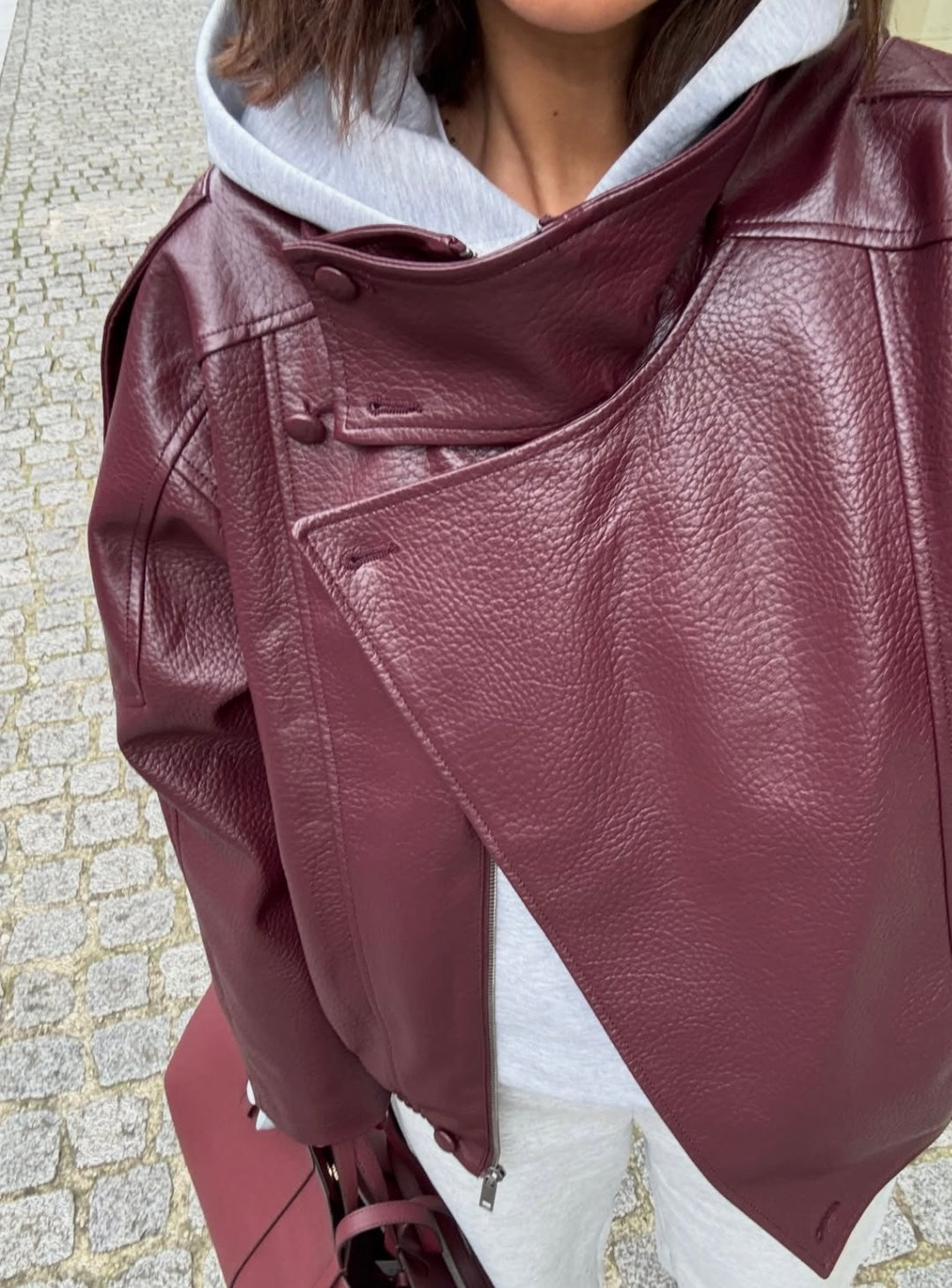 STEVIE - FAUX LEATHER BIKER JACKET