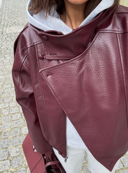 STEVIE - FAUX LEATHER BIKER JACKET