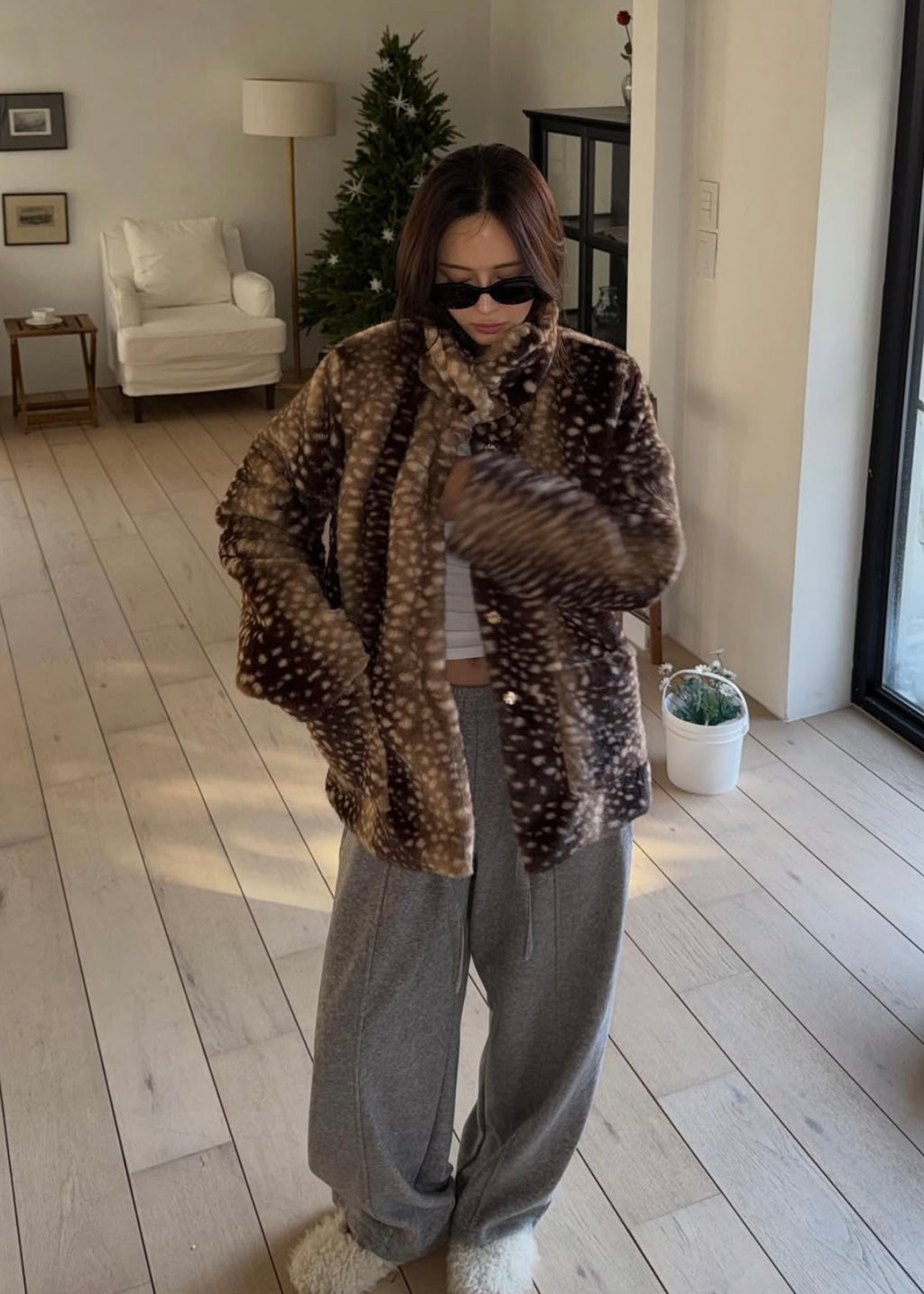 BAMBI - FAWN PRINT FAUX FUR COAT