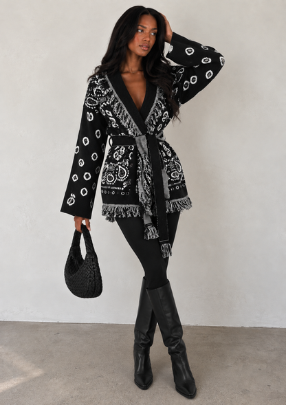 INGRID - TASSELED PAISLEY CARDIGAN