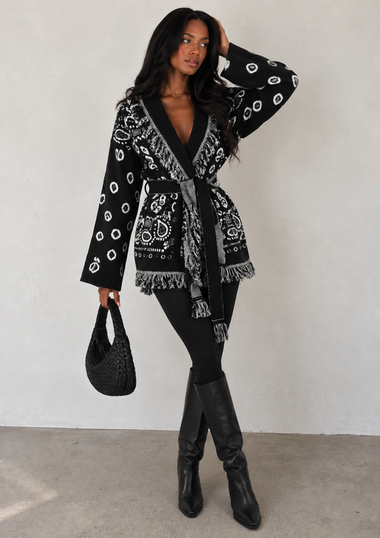 INGRID - TASSELED PAISLEY CARDIGAN