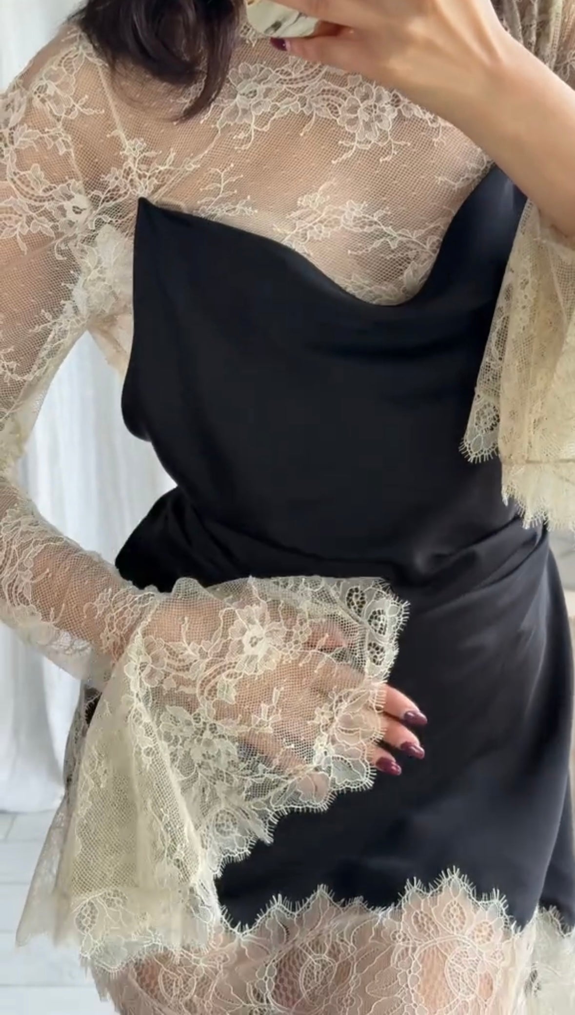 AURELIE - LACED SATIN MINI DRESS