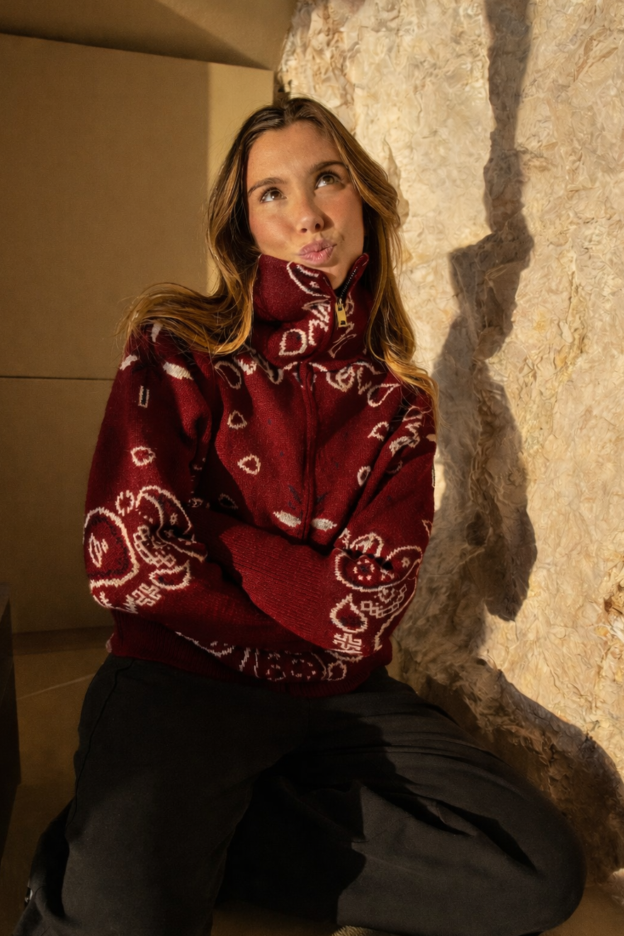 JOEY - PAISLEY ZIP UP CARIDGAN