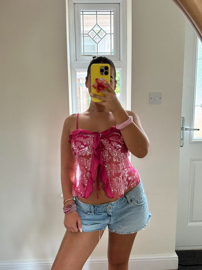 GIGI - RUFFLE SEQUINED TOP