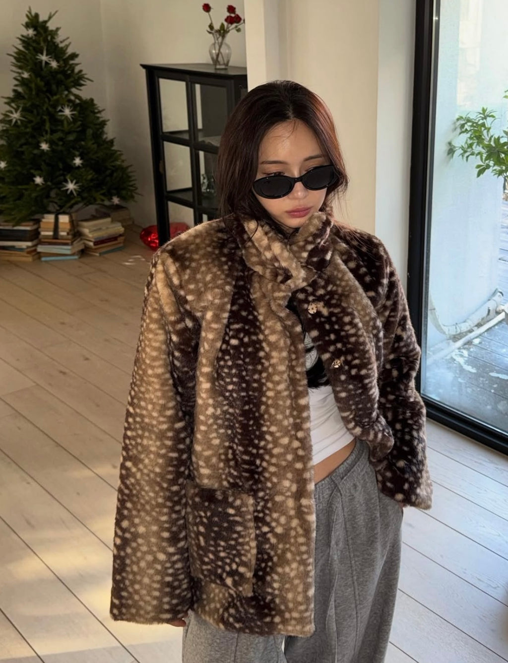 BAMBI - FAWN PRINT FAUX FUR COAT