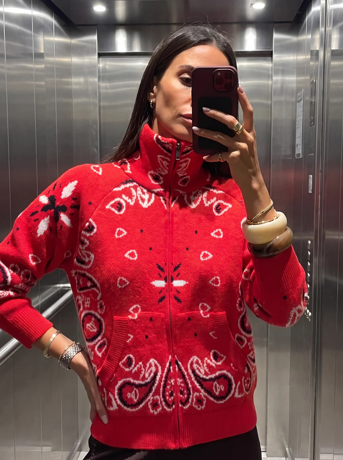 JOEY - PAISLEY ZIP UP CARDIGAN