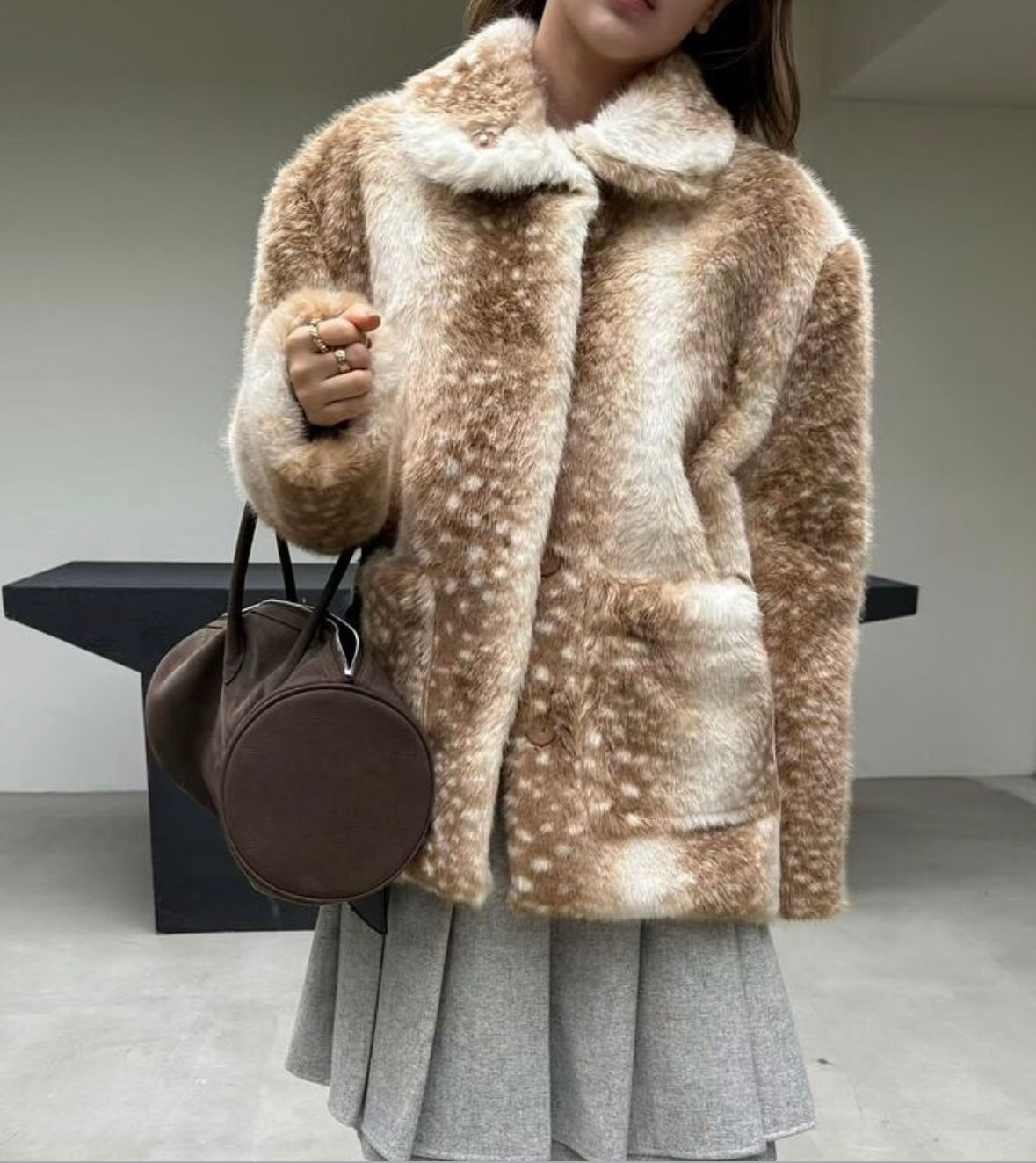 BAMBI - FAWN PRINT FAUX FUR COAT
