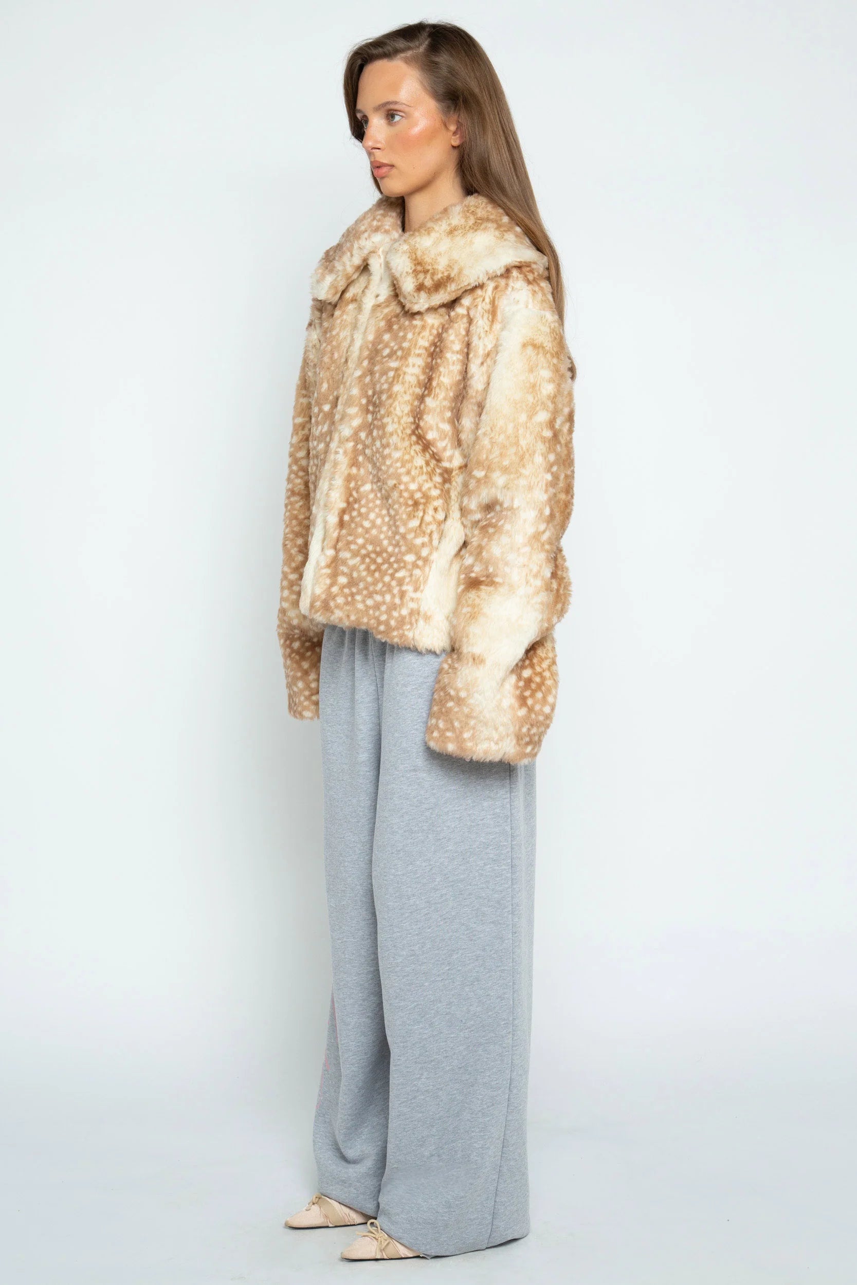 BAMBI - FAWN PRINT FAUX FUR COAT