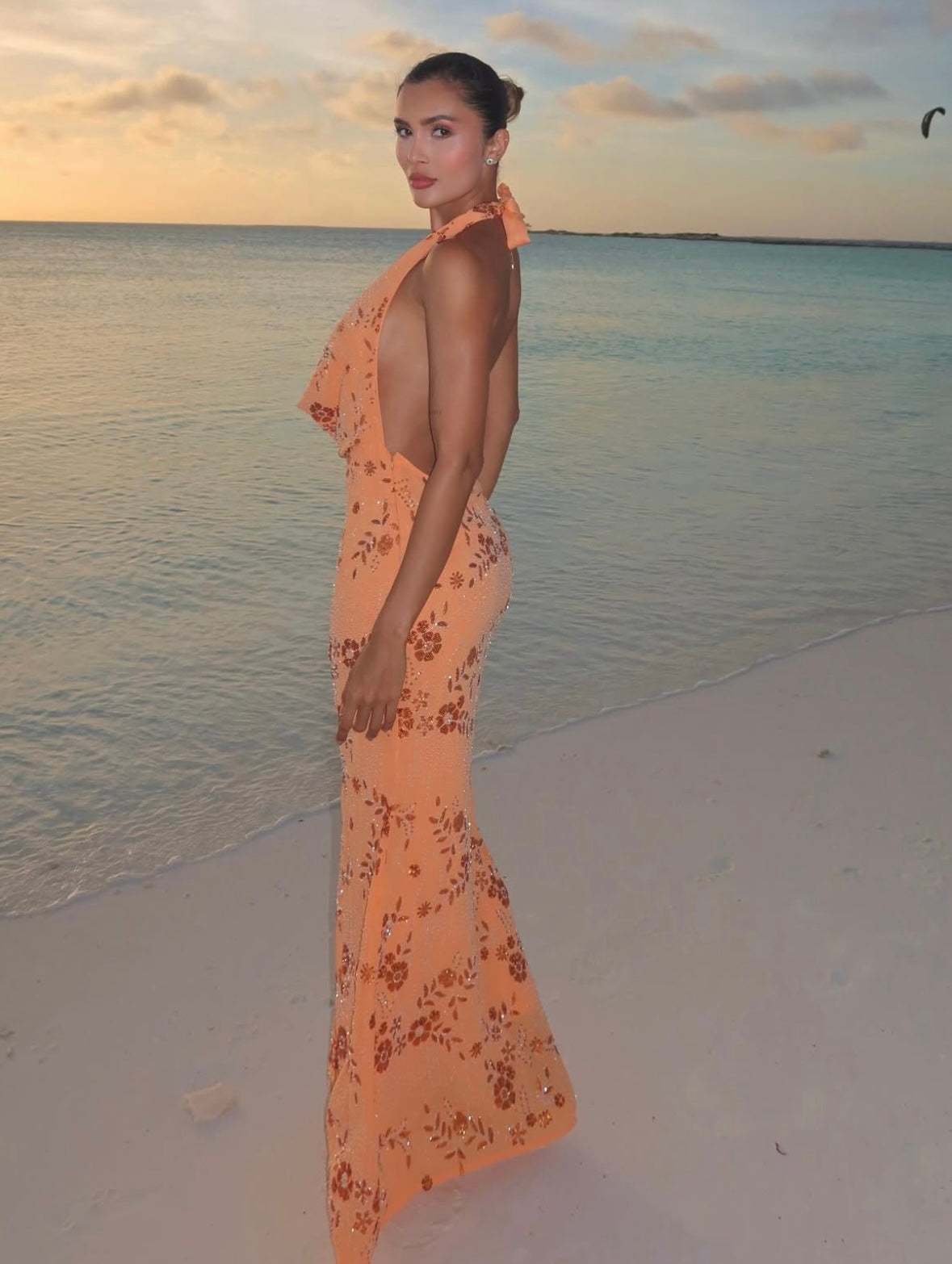 TATIANA - EMBELLISHED COWL NECK MAXI DRESS
