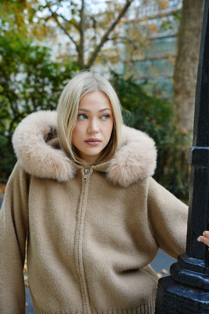 MEGAN - FUR TRIMMED CARDIGAN