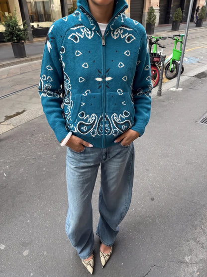JOEY - PAISLEY ZIP UP CARDIGAN