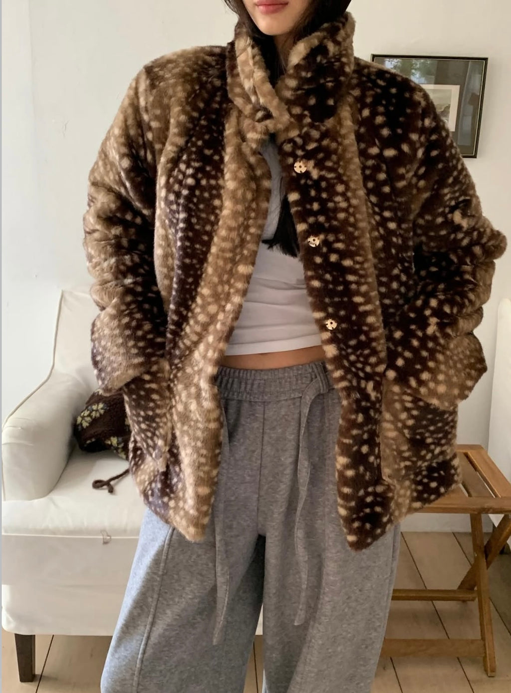 BAMBI - FAWN PRINT FAUX FUR COAT