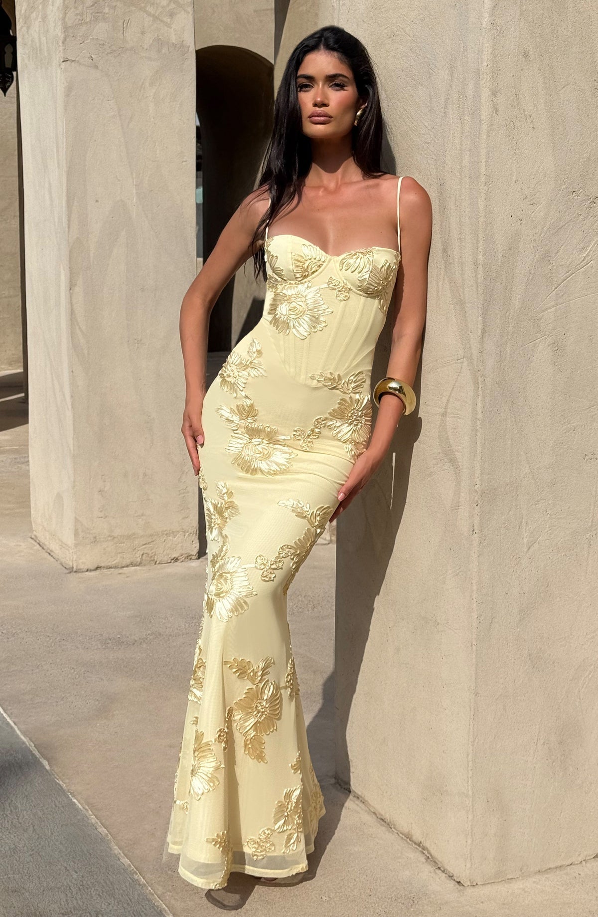 INGRID - FLORAL DETAILED MAXI DRESS