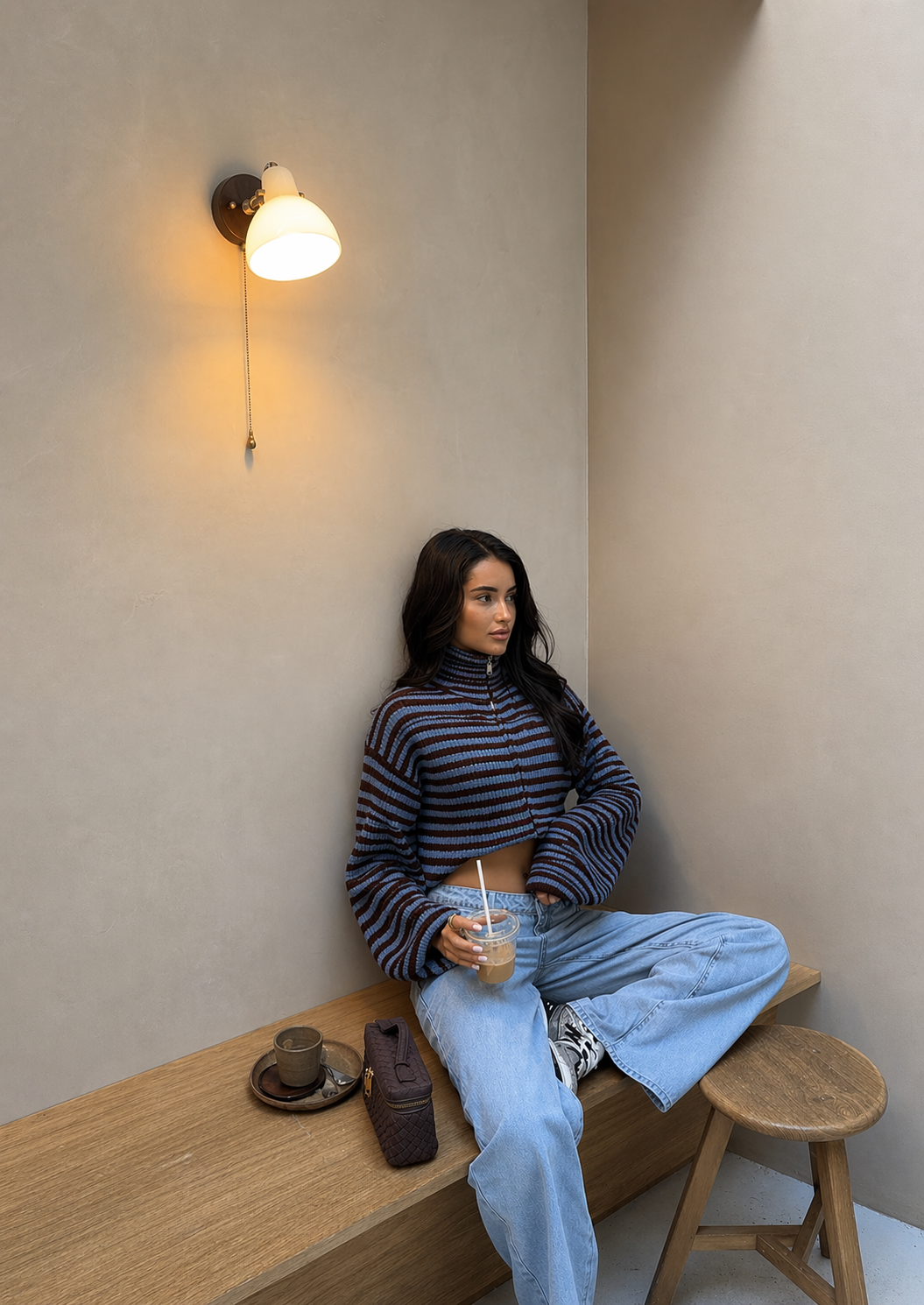 SADIE - STRIPED ZIPPER CARDIGAN
