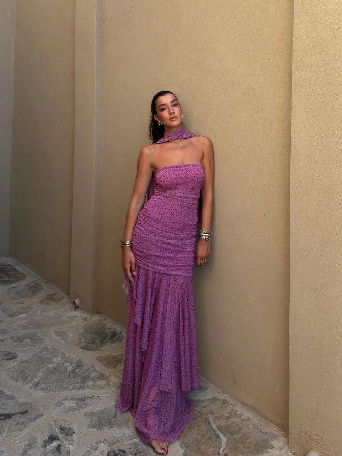JOLIE - POLKA DOT BANDEAU DRESS