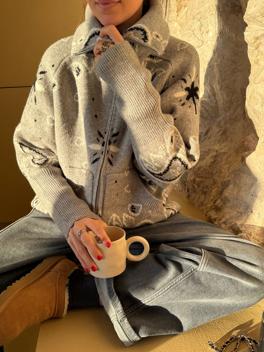 JOEY - PAISLEY ZIP UP CARIDGAN