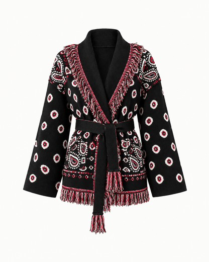 INGRID - TASSELED PAISLEY CARDIGAN