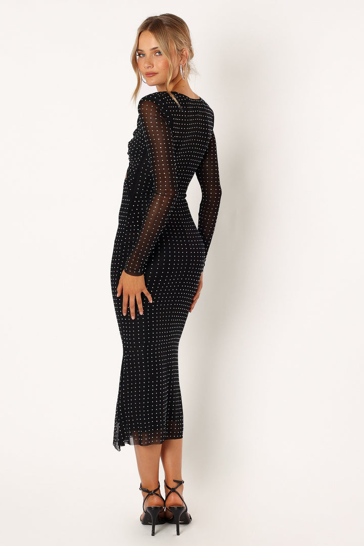 VIVIENNE - EMBELLISHED TIE FRONT MIDI DRESS