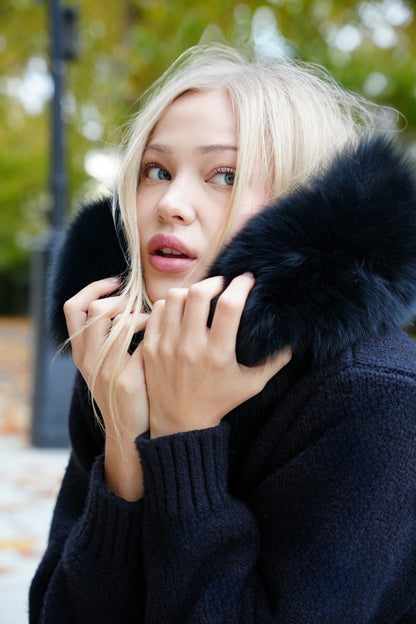 MEGAN - FUR TRIMMED CARDIGAN