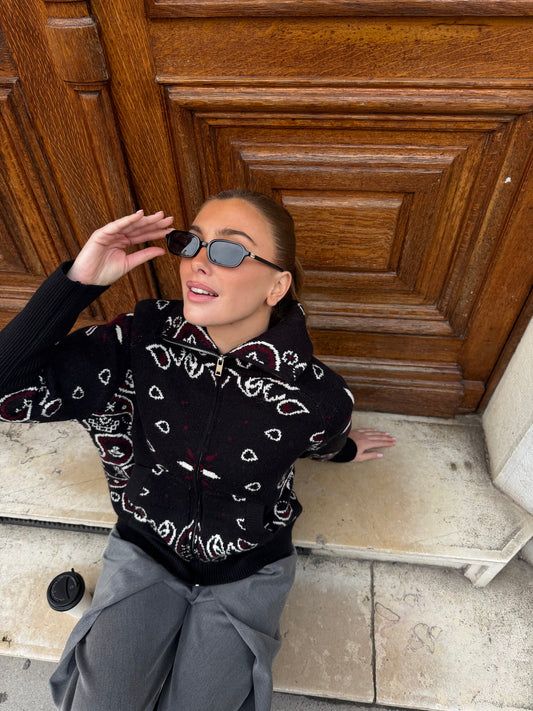 JOEY - PAISLEY ZIP UP CARIDGAN