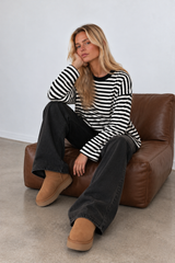 JUNO - BLACK STRIPED LONG-SLEEVE TEE