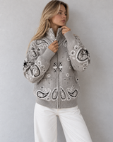JOEY - HEATHER PAISLEY ZIP UP CARDIGAN